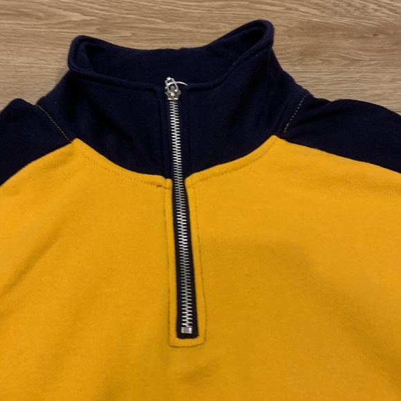 Nice sweatshirt with high neck with zipper • Yellow, White & Blue • - Picture 8 of 9